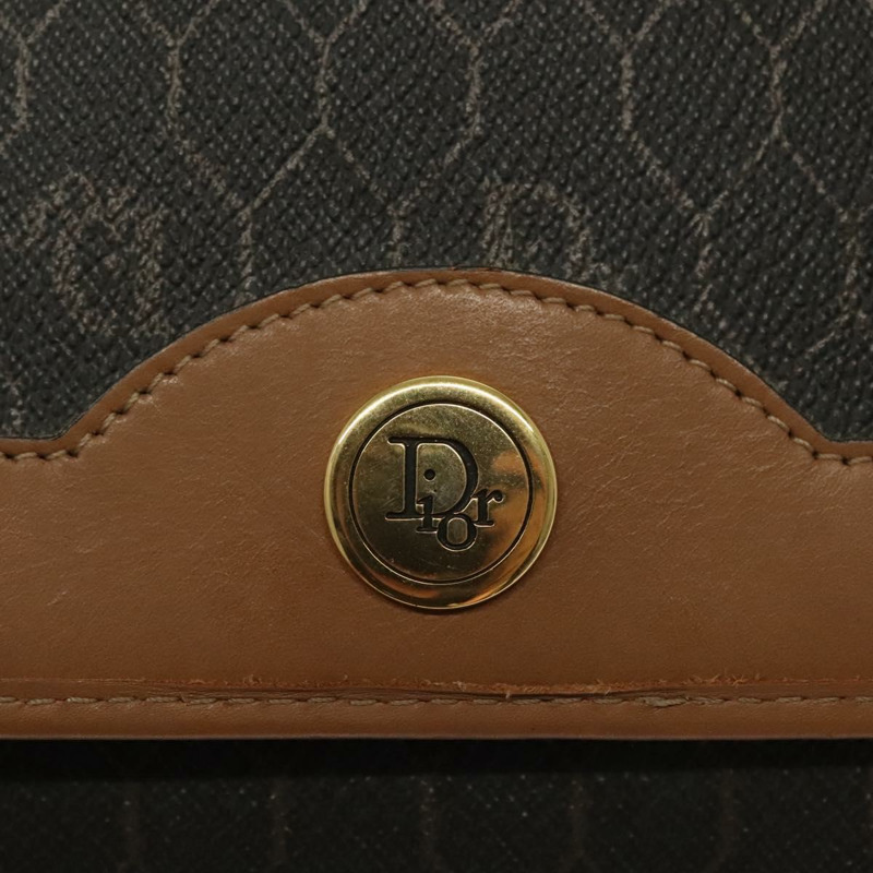 【日本直送】Christian Dior 蜂巢帆布鏈條單肩包 PVC 黑色金色 正品 BA4863-9