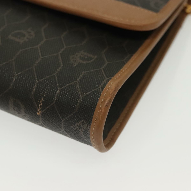 【日本直送】Christian Dior 蜂巢帆布鏈條單肩包 PVC 黑色金色 正品 BA4863-13