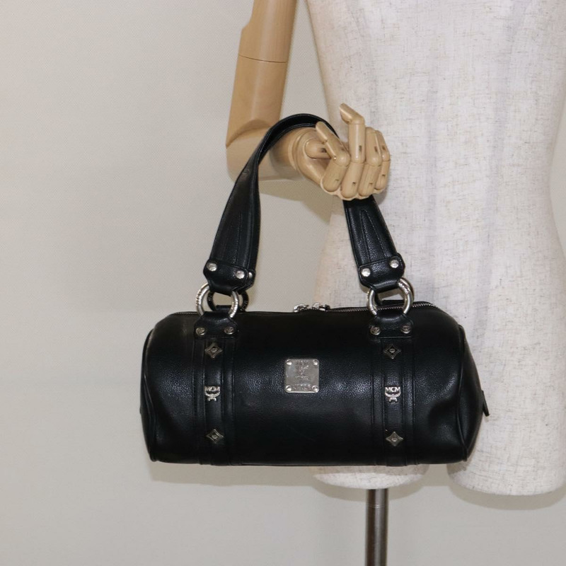 【日本直送】MCM 手提包 皮革 黑色 銀色 正品 BA4835-20