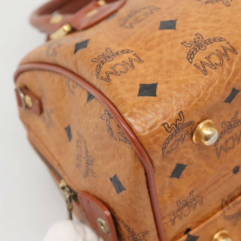 【日本直送】MCM Logoogram Vicetos 波士頓包 PVC 皮革 棕色 金色 正品 BA4839-13