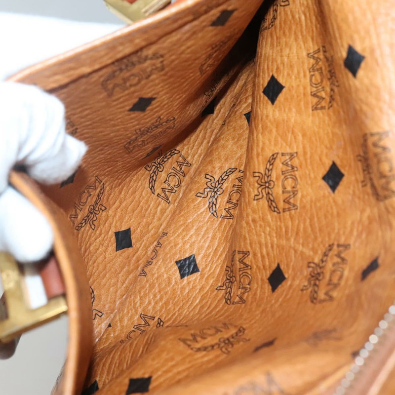 【日本直送】MCM Logoogram Vicetos 波士頓包 PVC 皮革 棕色 金色 正品 BA4839-19