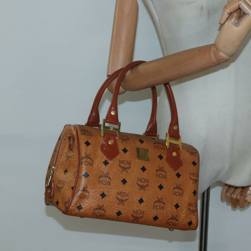 【日本直送】MCM Logoogram Vicetos 波士頓包 PVC 皮革 棕色 金色 正品 BA4839-20