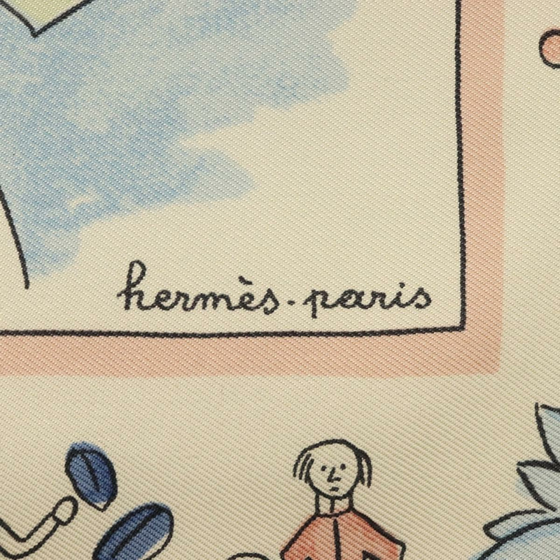 【日本直送】HERMES Carre 40 圍巾「RETOUR A LA TERRE」真絲粉紅正品 BA5053-5