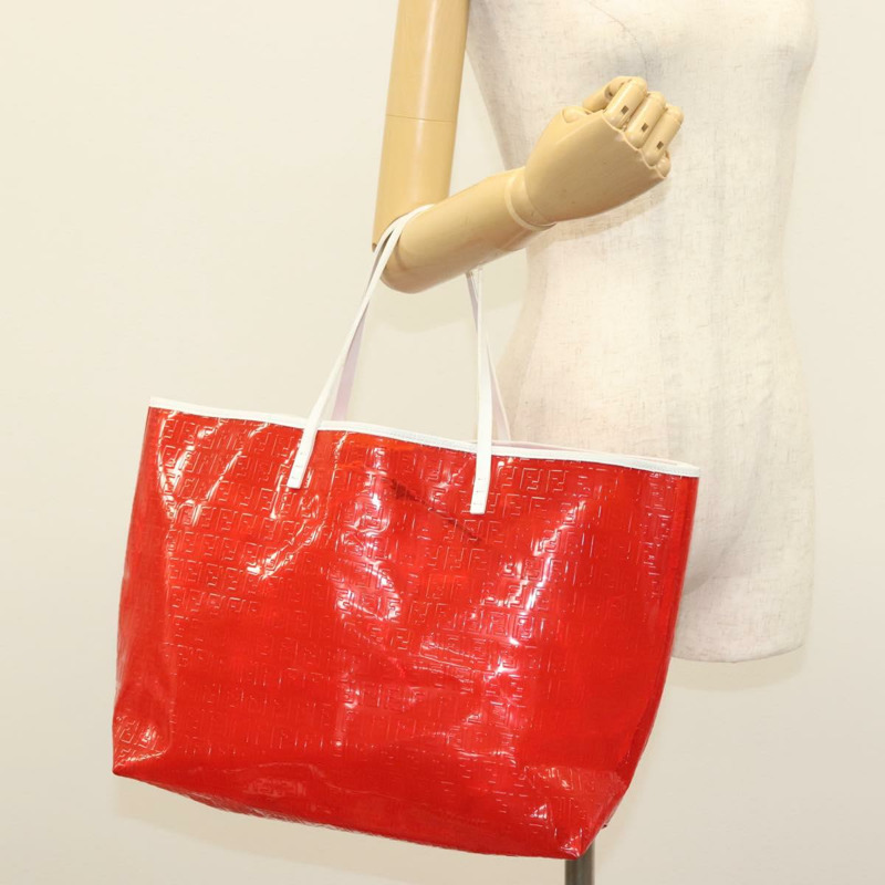 【日本直送】FENDI Zucchino 手提包 Vinyl 紅色白色 Auth ep10155-21