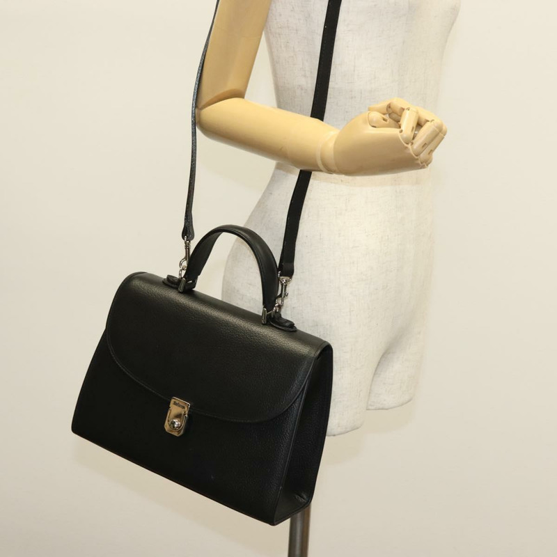 【日本直送】Burberrys 手提包 皮革 兩用 黑色 銀色 正品 yk19299-21