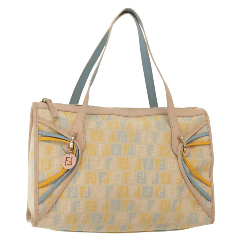 【日本直送】FENDI Zucchino帆布手提包 米色 金色 正品 135203-0