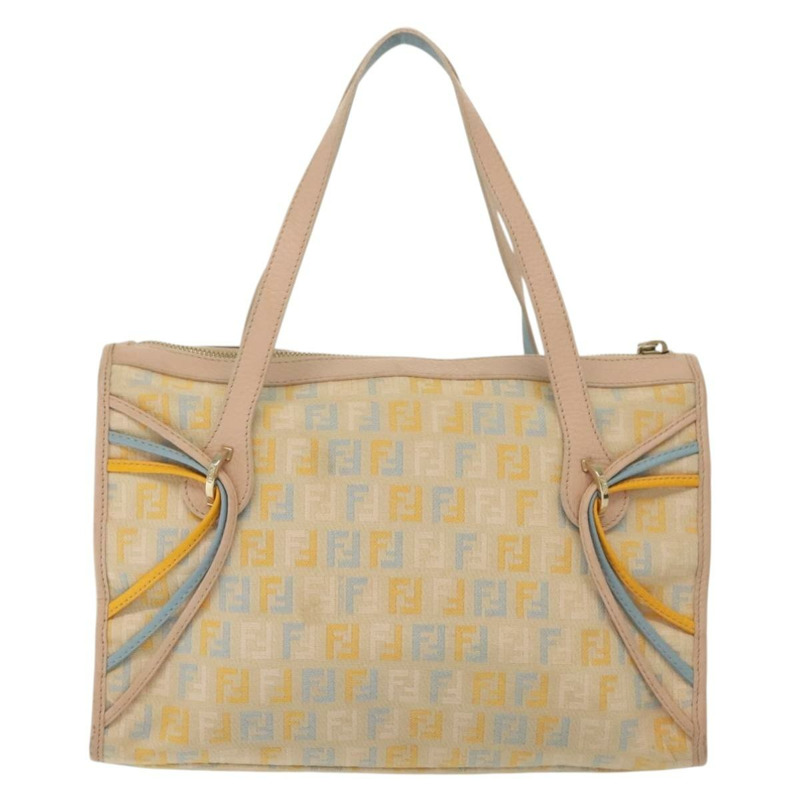【日本直送】FENDI Zucchino帆布手提包 米色 金色 正品 135203-1