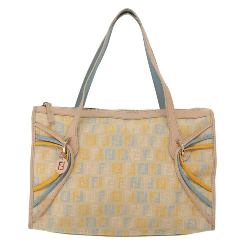 【日本直送】FENDI Zucchino帆布手提包 米色 金色 正品 135203-12