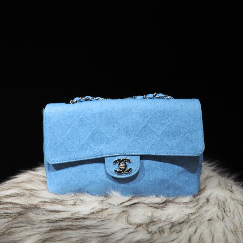 CHANEL 藍色CF 銀扣-0
