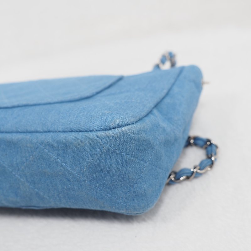 CHANEL 藍色CF 銀扣-10