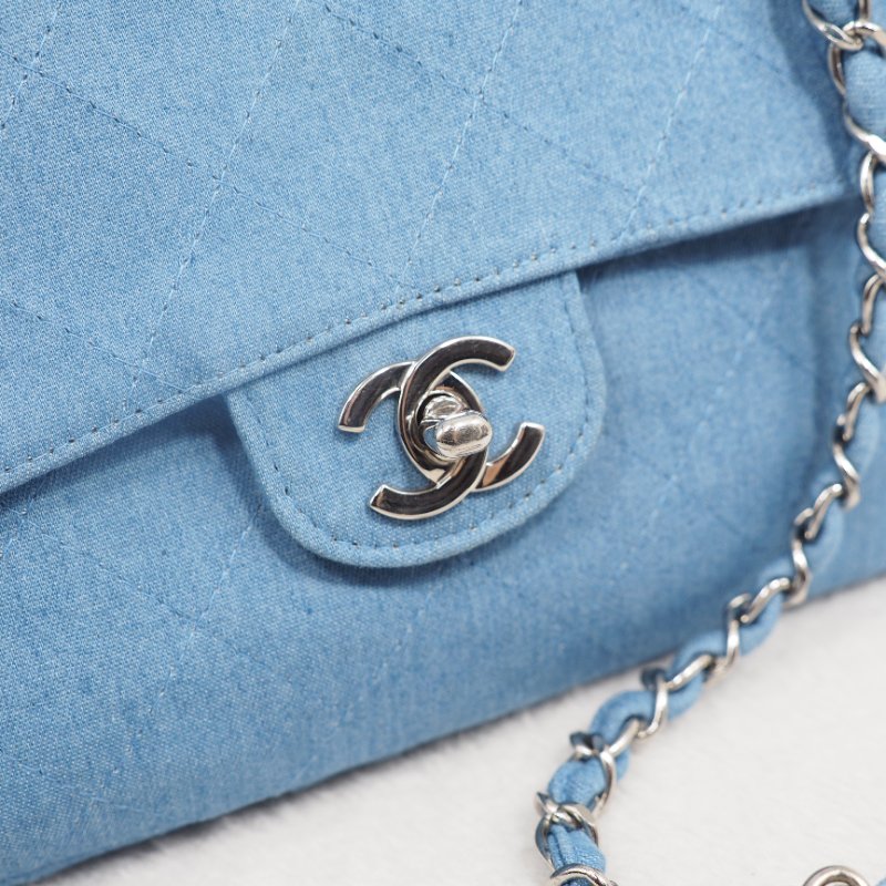 CHANEL 藍色CF 銀扣-14