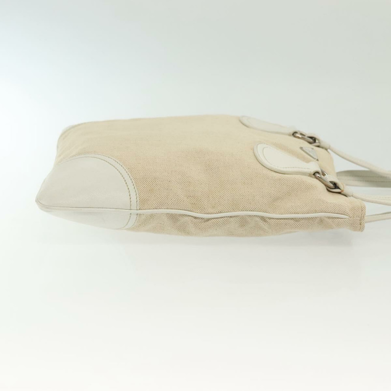 【日本直送】PRADA帆布手提包 米色 銀色 正品 135047-2