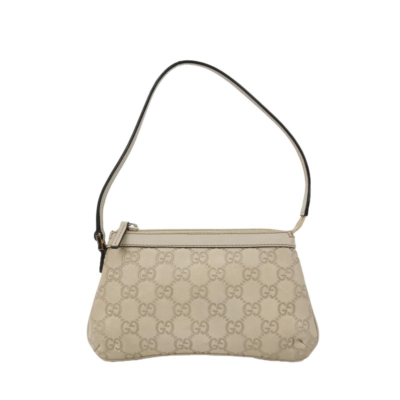 Gucci牛皮純色雙G老花拉鍊手提包-0