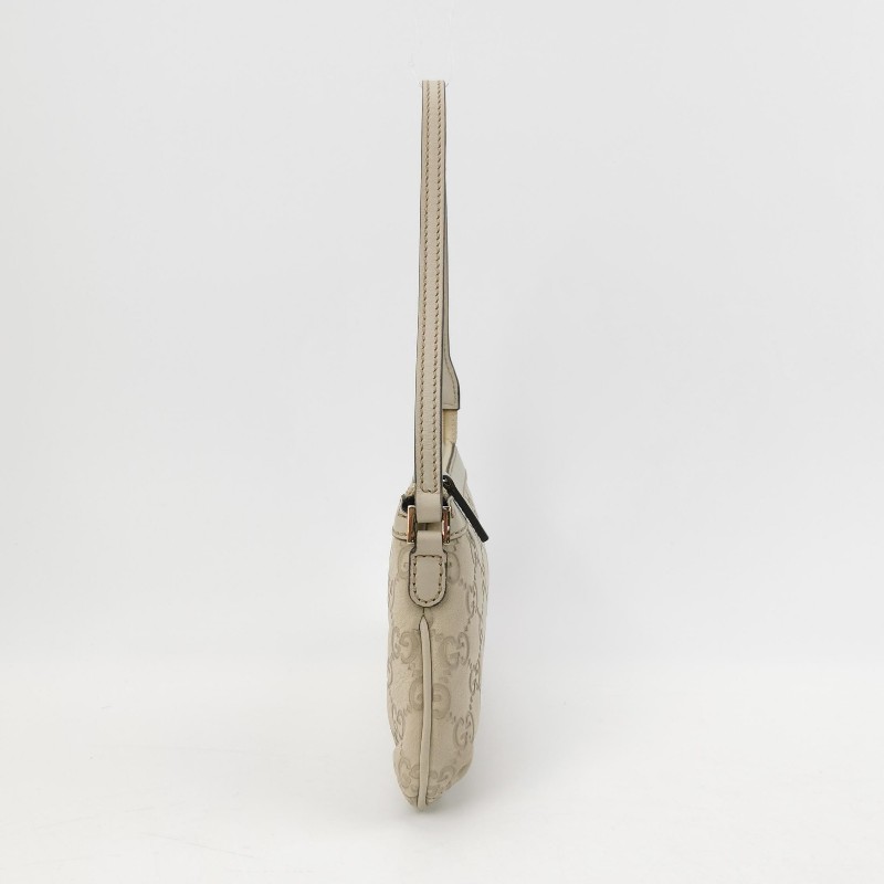 Gucci牛皮純色雙G老花拉鍊手提包-3