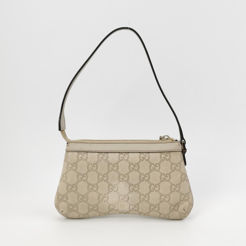 Gucci牛皮純色雙G老花拉鍊手提包-4