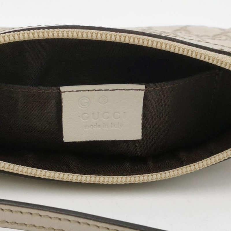 Gucci牛皮純色雙G老花拉鍊手提包-7