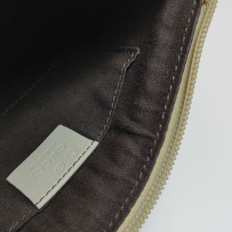 Gucci牛皮純色雙G老花拉鍊手提包-9