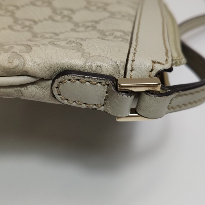 Gucci牛皮純色雙G老花拉鍊手提包-11