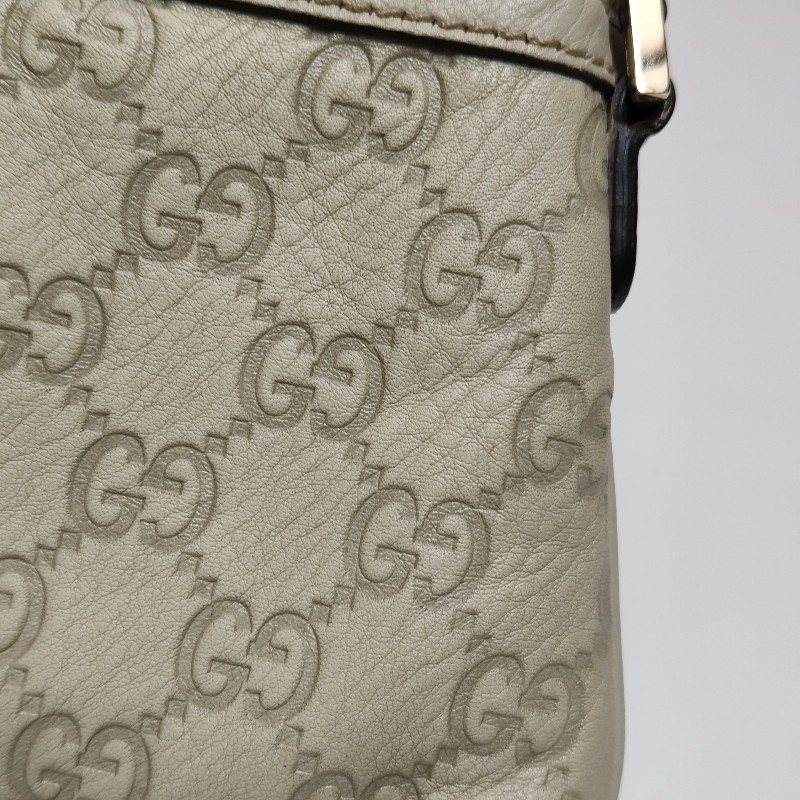 Gucci牛皮純色雙G老花拉鍊手提包-12