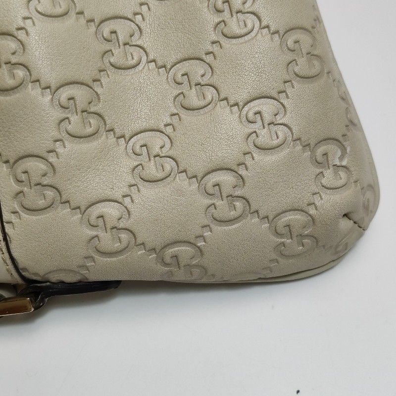 Gucci牛皮純色雙G老花拉鍊手提包-14