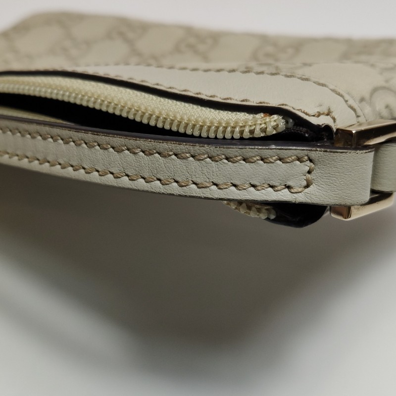 Gucci牛皮純色雙G老花拉鍊手提包-15