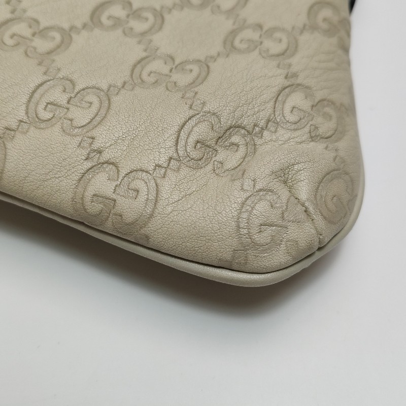 Gucci牛皮純色雙G老花拉鍊手提包-20