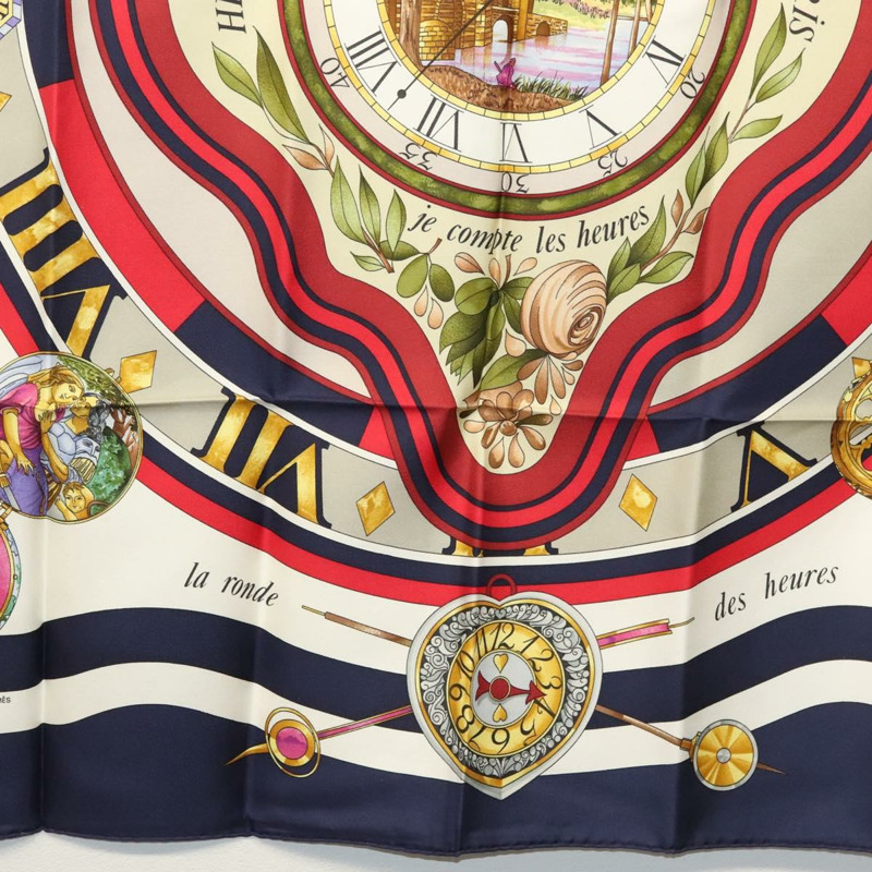 【日本直送】HERMES Carre 90 圍巾「parmi les fleurs je compt」真絲海軍藍正品 am9007-8