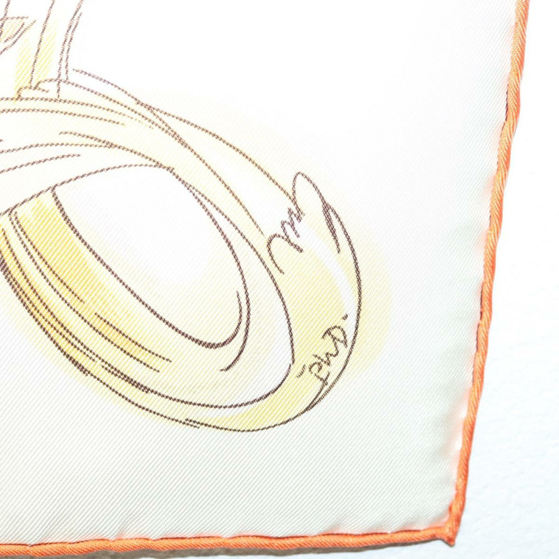 【日本直送】HERMES Carre 90 圍巾「cole Portugaise d'Art questre」絲綢米色正品 am9006-13