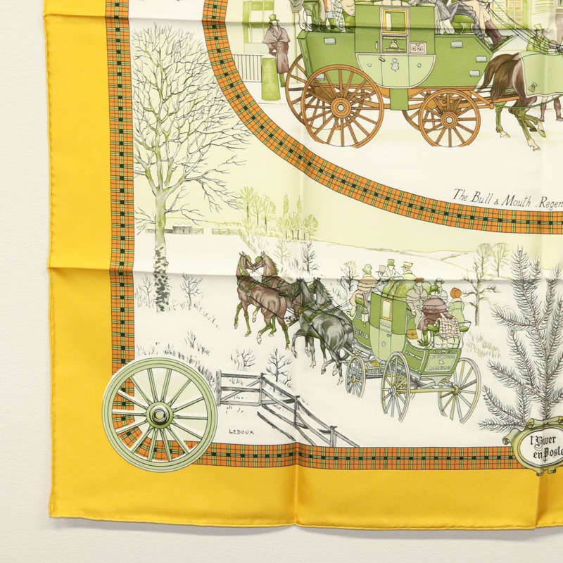 【日本直送】愛馬仕 Carre 90 絲巾「BULL＆MOUTH WESTERN COACH OFFICE」絲綢正品 am8938-7