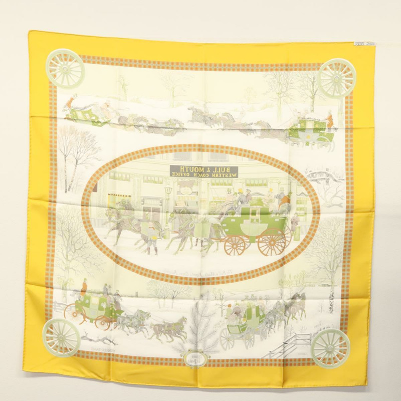 【日本直送】愛馬仕 Carre 90 絲巾「BULL＆MOUTH WESTERN COACH OFFICE」絲綢正品 am8938-14