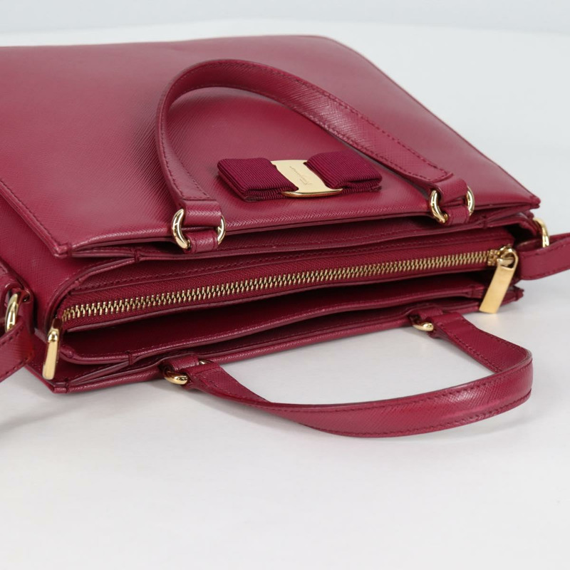 【日本直送】Salvatore Ferragamo Vala 手提包 皮革 2way 紫金色 Auth am8981V-5