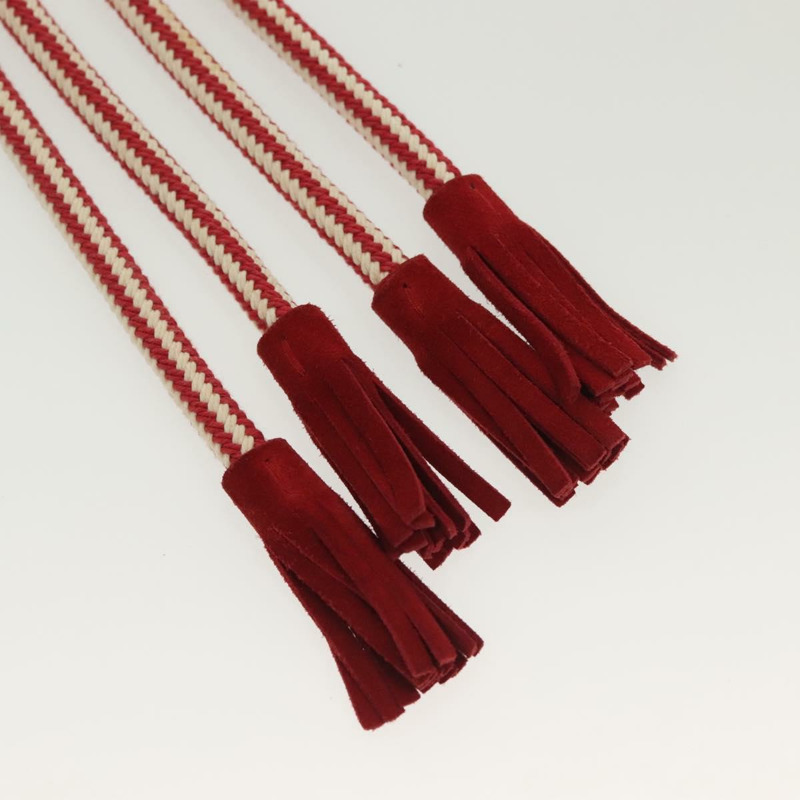 【日本直送】GUCCI 白色紅色繩索腰帶 Auth 127982-2