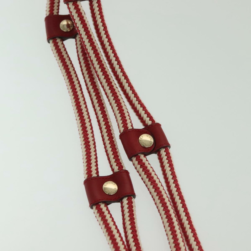 【日本直送】GUCCI 白色紅色繩索腰帶 Auth 127982-6