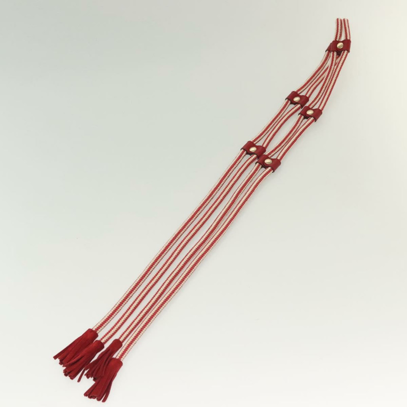 【日本直送】GUCCI 白色紅色繩索腰帶 Auth 127982-8