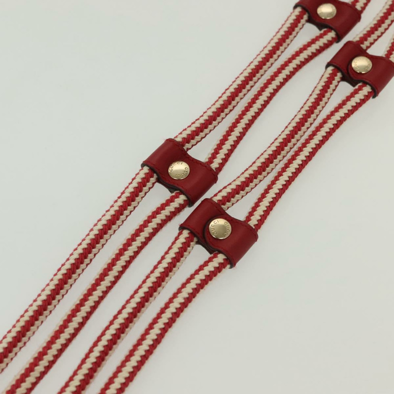 【日本直送】GUCCI 白色紅色繩索腰帶 Auth 127982-12