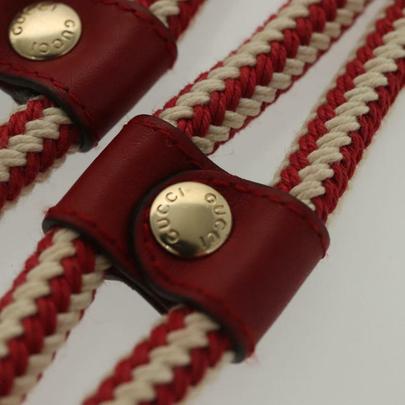 【日本直送】GUCCI 白色紅色繩索腰帶 Auth 127982-14