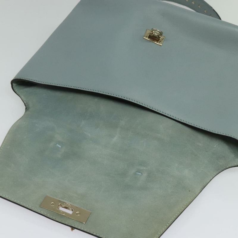 【日本直送】華倫天奴 (VALENTINO) 手提包 皮革 兩用 淺藍色 金色 正品 BA5471-8