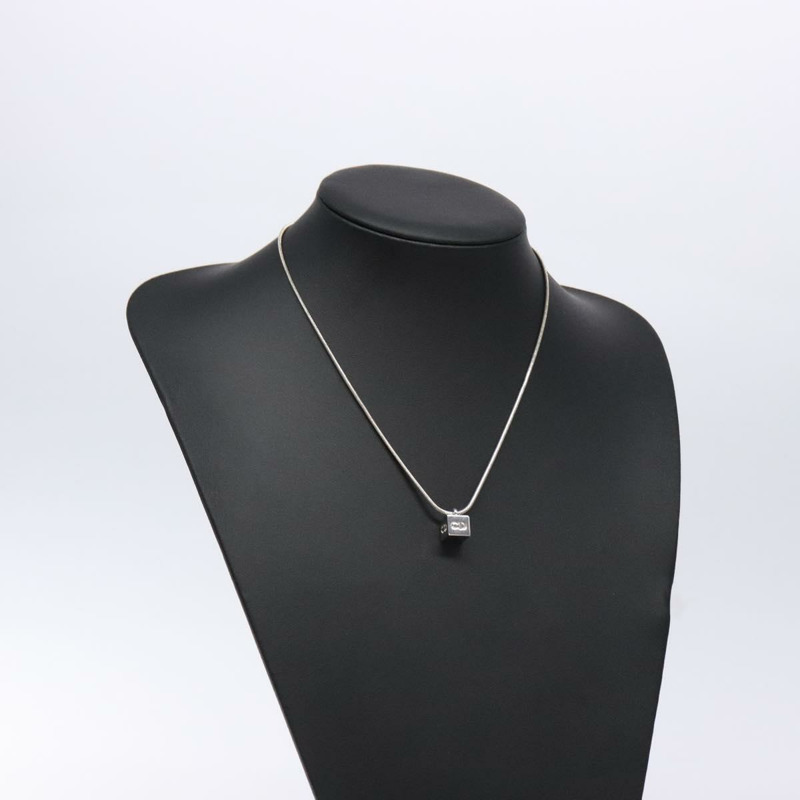 【日本直送】Christian Dior Cube Logo 項鍊 金屬 銀色 正品 140827-13