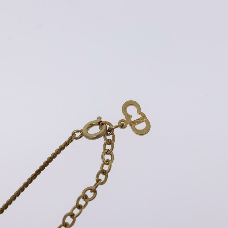 【日本直送】Christian Dior 石質 CD 標誌項鍊 金屬金 Auth 140833-6