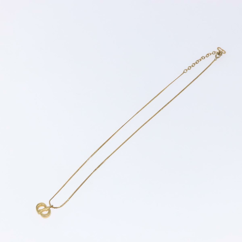 【日本直送】Christian Dior 石質 CD 標誌項鍊 金屬金 Auth 140833-7