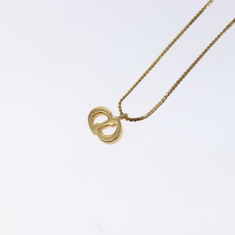 【日本直送】Christian Dior 石質 CD 標誌項鍊 金屬金 Auth 140833-8