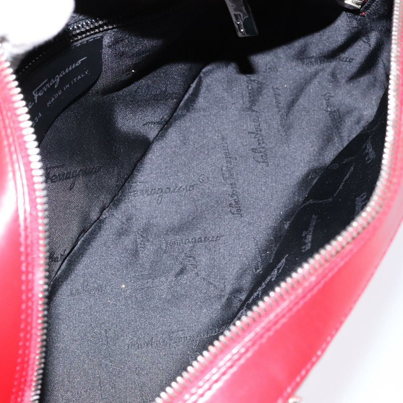 【日本直送】Salvatore Ferragamo 皮革單肩包 紅色 銀色 正品 BA5488-10