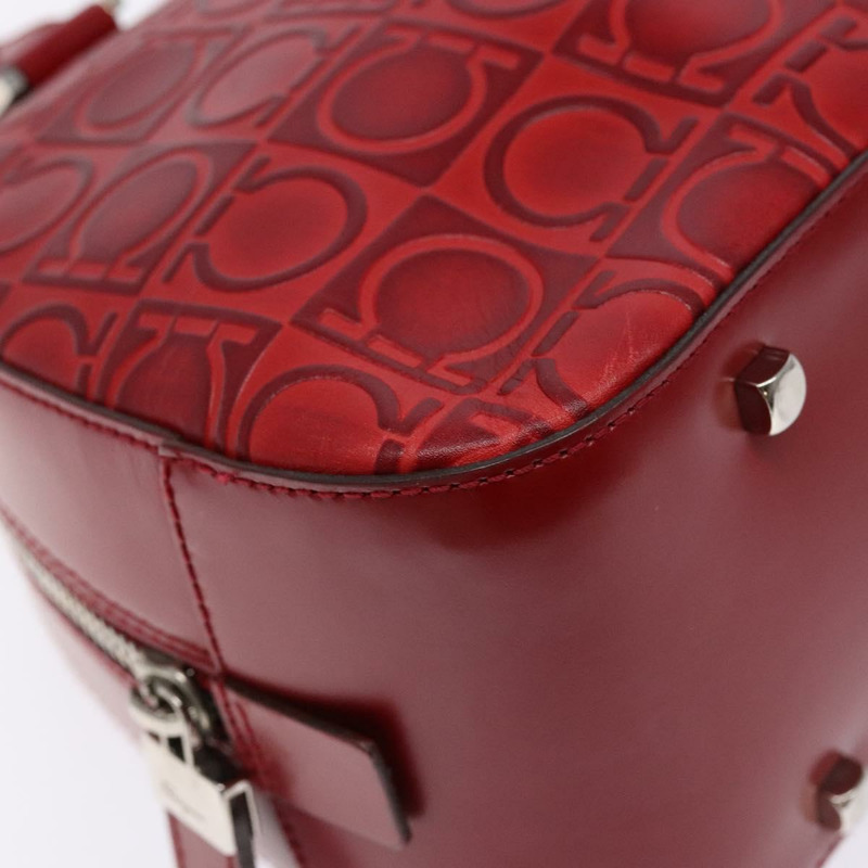 【日本直送】Salvatore Ferragamo 皮革單肩包 紅色 銀色 正品 BA5488-13