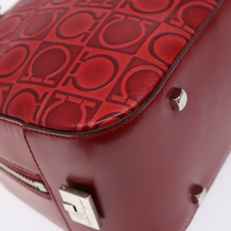 【日本直送】Salvatore Ferragamo 皮革單肩包 紅色 銀色 正品 BA5488-15
