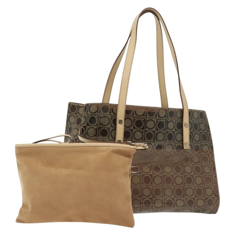 【日本直送】Salvatore Ferragamo 手提包 棕色乙烯基材質 正品 BA5417-0