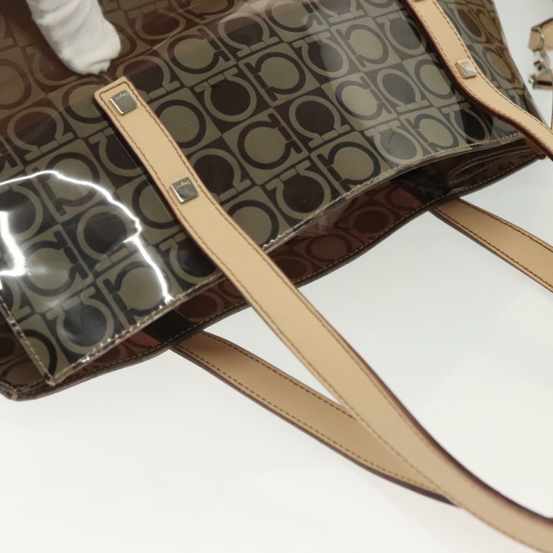 【日本直送】Salvatore Ferragamo 手提包 棕色乙烯基材質 正品 BA5417-5