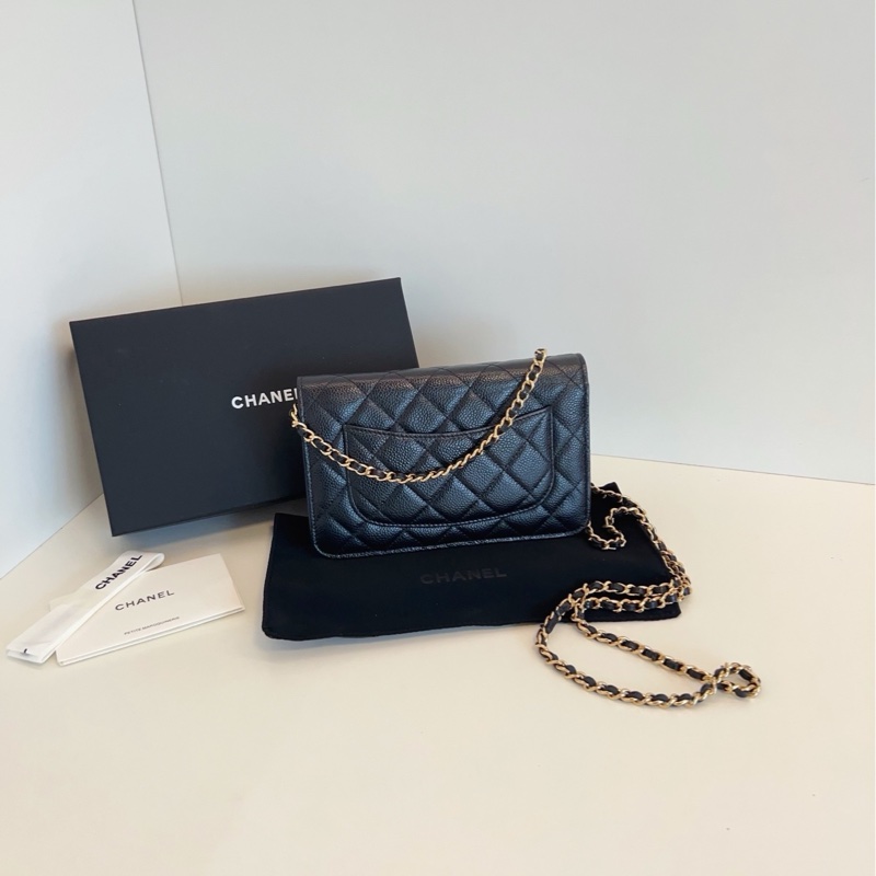 【99新全套🆕】Chanel芯片 黑金荔枝皮woc 發財包斜挎包 單肩包-1
