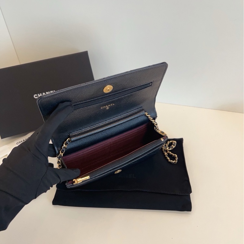 【99新全套🆕】Chanel芯片 黑金荔枝皮woc 發財包斜挎包 單肩包-8