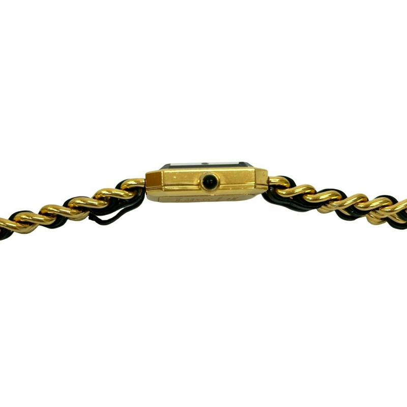 香奈兒 Premiere 系列不鏽鋼和皮革石英腕錶，金色/黑色 (23978)-1