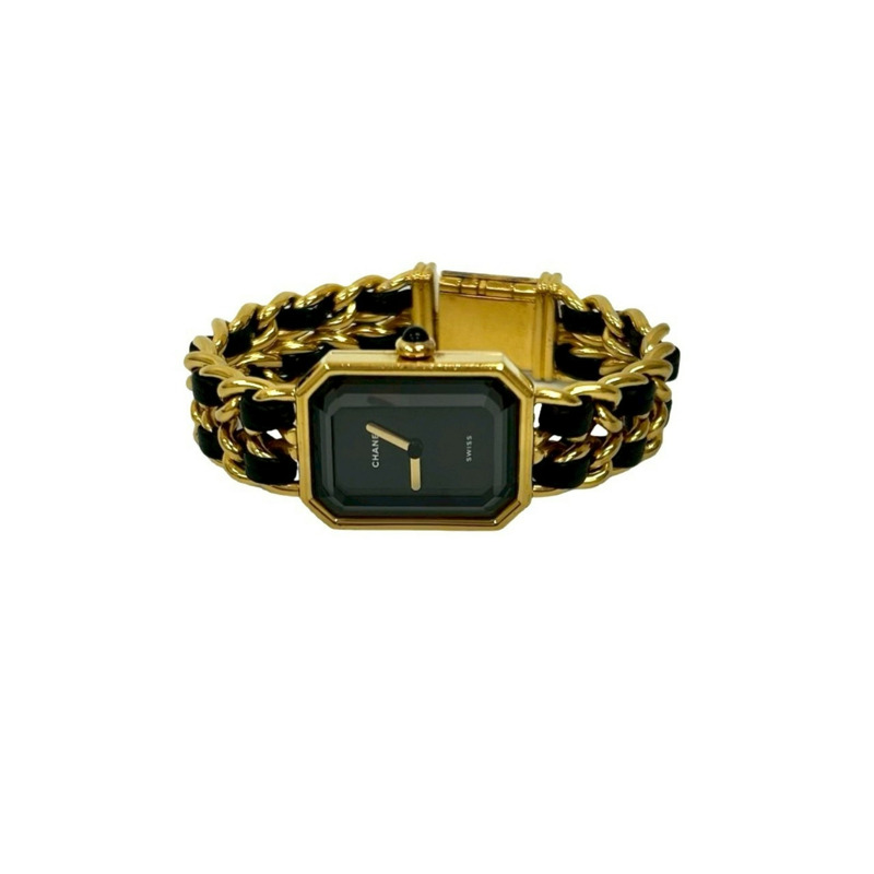 香奈兒 Premiere 系列不鏽鋼和皮革石英腕錶，金色/黑色 (23978)-5